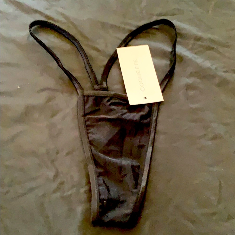 Black high cut thong